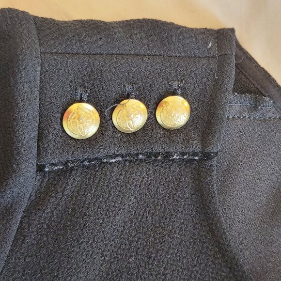 MADEWELL et SEZANE Colette Blouse Gold Buttons Black Top Shirt - Picture 4 of 11